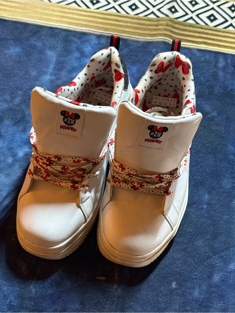 White and Red Kids High-Top Sneakers
